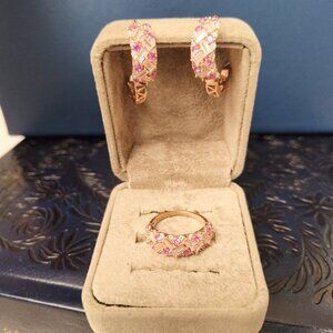 *Sold Out* JTV Pink & Peach Morganite Simulate Ring and Earring Set Size 7